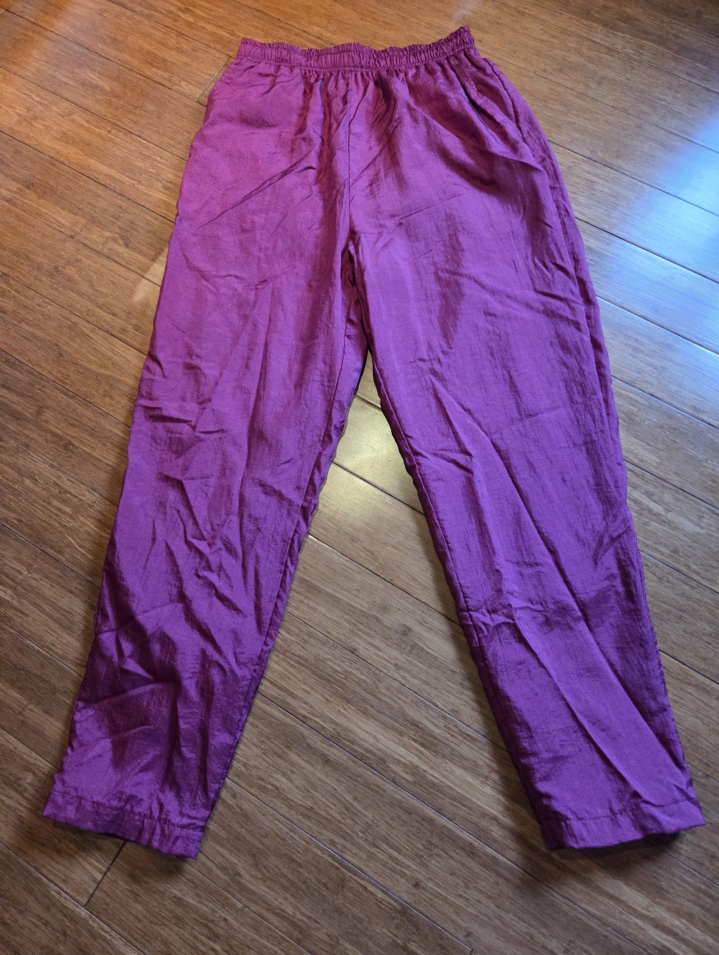 Vintage Lady Footlocker Magenta Windbreaker Pants Satin Track Pants Lined 1990s